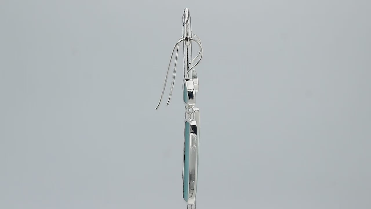 Sterling silver long drop earrings with Mother Of Pearl and sleek modern design for wholesale collections.