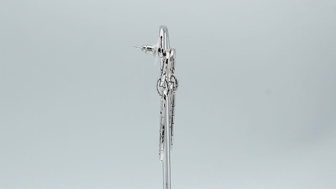 AE-1002-S Sterling Silver Oval Shape Earring With Plain Silver Jewelry Bali Designs Inc 