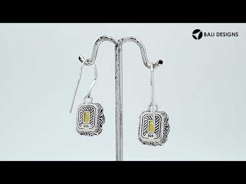 Wholesale Sterling Silver Drop Earrings With Citrine Quartz And Engraved Balinese Detailing