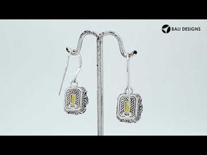 Wholesale Sterling Silver Drop Earrings With Citrine Quartz And Engraved Balinese Detailing