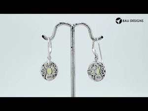Wholesale Sterling Silver Lemon Quartz Oval Rope-Frame Earrings With Detailed Balinese-Style Metalwork.
