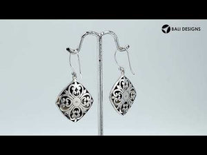Sterling Silver Mother Of Pearl And Abalone Shell Inlay Diamond Drop Earrings