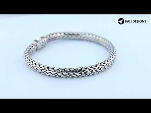Sterling silver braided bracelet with Sapphire Quartz barrel clasp for wholesale