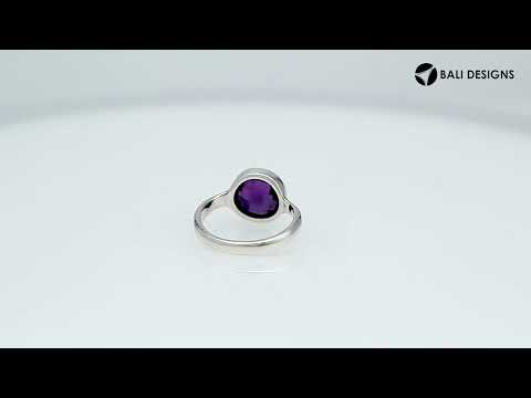 Wholesale sterling silver round bezel double stone ring with Amethyst Quartz