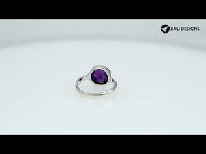Wholesale sterling silver round bezel double stone ring with Amethyst Quartz