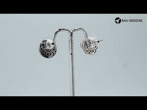 Wholesale Sterling Silver Round Gray Mabe Pearl Stud Earrings With Bali Rope Bezel Handcrafted In Bali