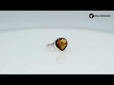 Wholesale sterling silver pear bezel double stone ring with Citrine Quartz
