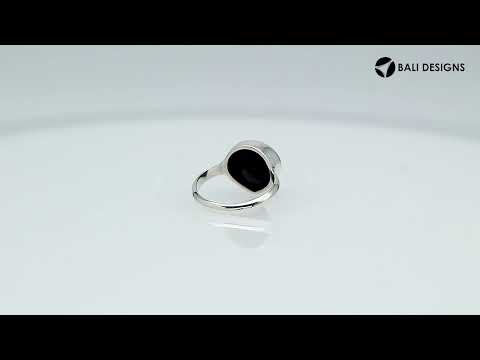 Wholesale sterling silver pear bezel Single stone ring with Black Onyx