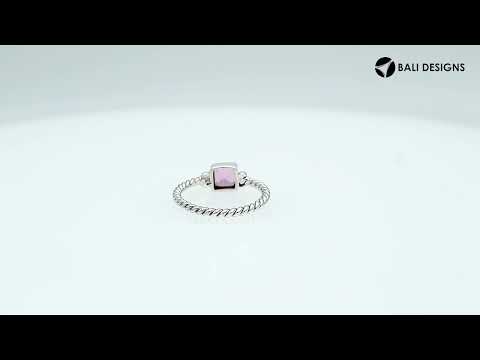 Wholesale sterling silver Pink Quartz square rope band ring handcrafted in Bali.