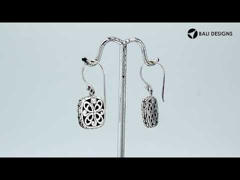 Silver cushion earrings with Red Coral and textured border