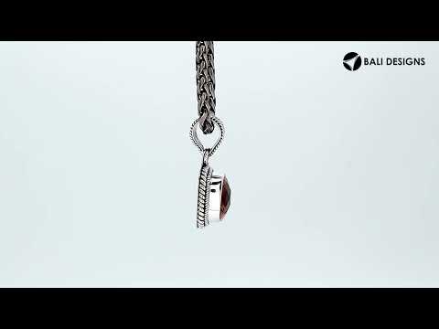 Sterling Silver Citrine Quartz Faceted Cushion Rope Frame Pendant