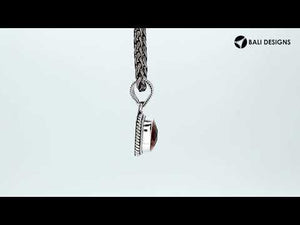 Sterling Silver Citrine Quartz Faceted Cushion Rope Frame Pendant