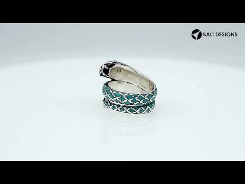 Sterling Silver Dragon Wrap Ring With Turquoise Shell Inlay And Polished Finish