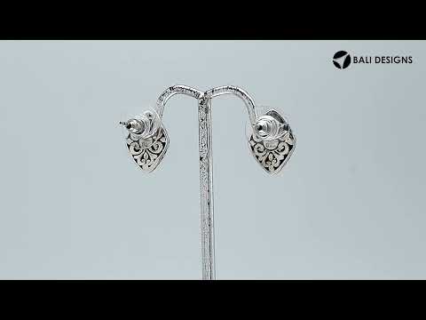 Wholesale Sterling Silver Marquise Amethyst Quartz Stud Earrings With Bali Scroll Detailing Handcrafted In Bali