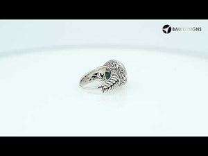 Wholesale Blue Topaz Quartz And Cubic Zirconia ring in 925 sterling silver, handcrafted in Bali with cushion-cut stone and detailed band.