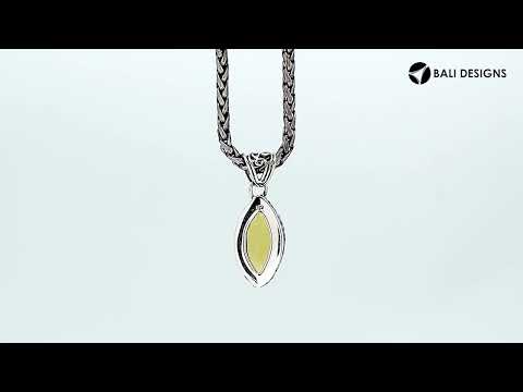 Citrine Quartz marquise pendant in sterling silver with Balinese scroll design, wholesale handcrafted jewelry from Bali.