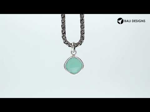 Green Chalcedony Quartz 925 silver cushion-cut pendant for wholesale jewelry orders