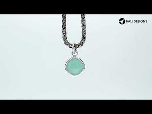 Green Chalcedony Quartz 925 silver cushion-cut pendant for wholesale jewelry orders