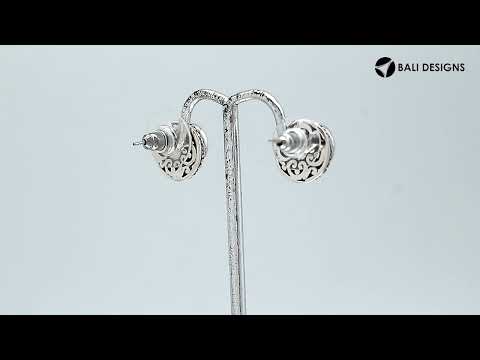 Wholesale Sterling Silver Round Black Onyx Stud Earrings With Bali Rope Bezel Handcrafted In Bali