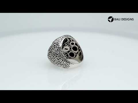 Sterling Silver Skull Ring With Oxidized Detailing And Textured Band