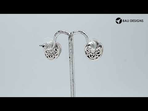 Wholesale Sterling Silver Round Green Quartz Stud Earrings With Bali Rope Bezel Handcrafted In Bali