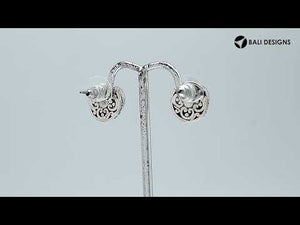 Wholesale Sterling Silver Round Green Quartz Stud Earrings With Bali Rope Bezel Handcrafted In Bali