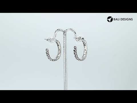 Wholesale Sterling Silver Rope Texture Half-Hoop Earrings With Oxidized Detailing