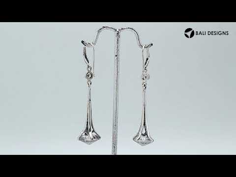 Sterling Silver Long Drop Earrings With Mystic Quartz