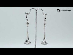 Sterling Silver Long Drop Earrings With Mystic Quartz