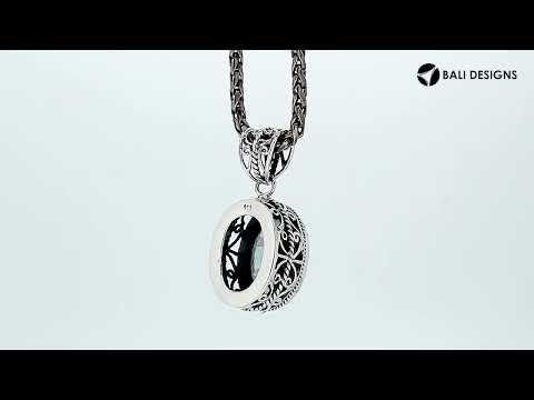 Sterling Silver Mystic Quartz Oval Pendant With Balinese Filigree Detailing.