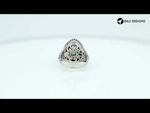 Sterling Silver Mystic Quartz Ring With Balinese Engraved Band