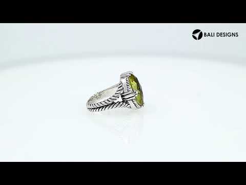 Sterling Silver Lemon Quartz Oval Rope Design Heritage Ring With Balinese Craft Detailing.