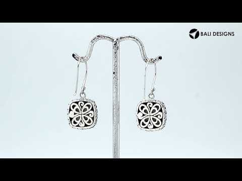 Silver cushion earrings with Mother Of Pearl and textured border