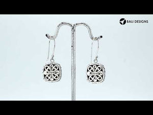 Silver cushion earrings with Mother Of Pearl and textured border