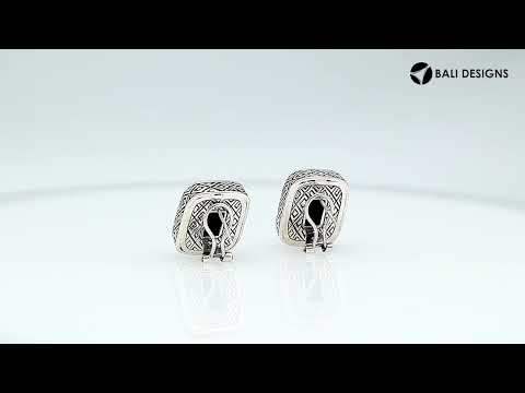 Sterling Silver Rectangle Earrings With Smokey Quartz And Omega Clip