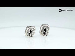 Sterling Silver Rectangle Earrings With Smokey Quartz And Omega Clip