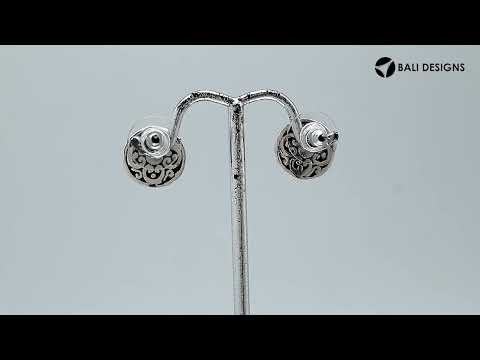 Wholesale Sterling Silver Round Mabe Pearl Stud Earrings With Bali Rope Bezel Handcrafted In Bali