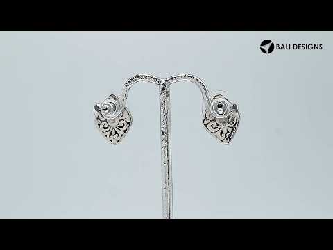 Wholesale Sterling Silver Marquise Blue Topaz Quartz Stud Earrings With Bali Scroll Detailing Handcrafted In Bali