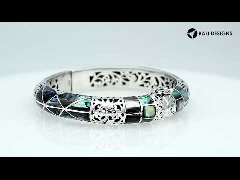Wholesale sterling silver abalone shell inlay bangle bracelet handcrafted in Bali