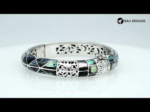 Wholesale sterling silver abalone shell inlay bangle bracelet handcrafted in Bali