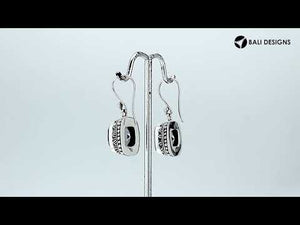 Sterling Silver Mystic Quartz cushion hook earrings with granulated bezel handcrafted in Bali