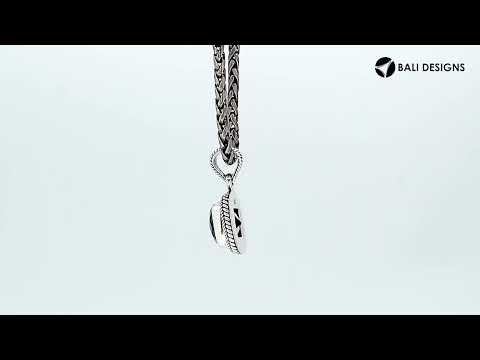 Sterling Silver Amethyst Quartz Faceted Cushion Rope Frame Pendant