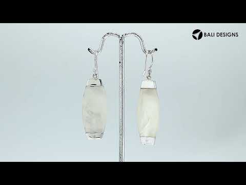 Sterling silver earring with Turquoise Shell long curved drop design, handcrafted wholesale jewelry from Bali