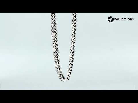 Wholesale sterling silver woven chain necklace with oxidized-polished finish and Balinese clasp, handcrafted in Bali