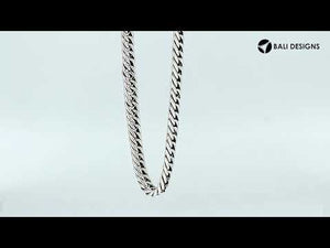 Wholesale sterling silver woven chain necklace with oxidized-polished finish and Balinese clasp, handcrafted in Bali