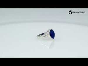Wholesale sterling silver pear bezel Single stone ring with Lapis Lazuli
