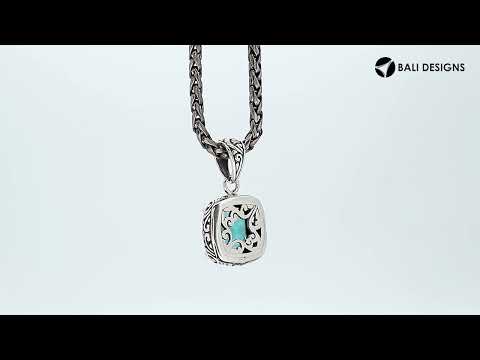 925 Sterling Silver Blue Topaz Quartz Cushion Shape Filigree Pendant For Wholesale