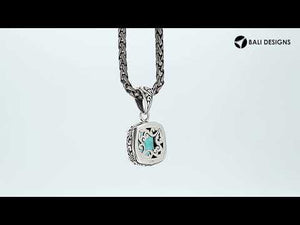 925 Sterling Silver Blue Topaz Quartz Cushion Shape Filigree Pendant For Wholesale