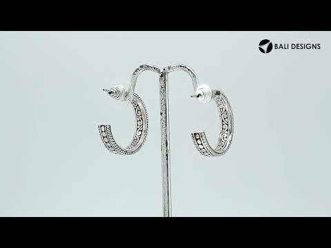 Sterling silver hoop earrings with rope and dot detailing