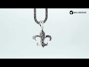 Sterling silver Fleur-De-Lis pendant featuring smooth polished curves, elegant detailing, and a refined classic look ideal for wholesale jewelry selections